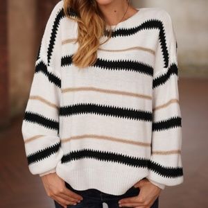 NWT Stripe Sweater Ivory/Black